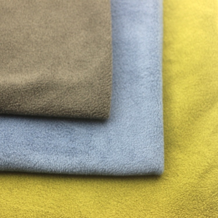 保暖涤氨纶摇粒绒服装面料低弹力氨纶抗起球超细双刷双摇粒绒布料