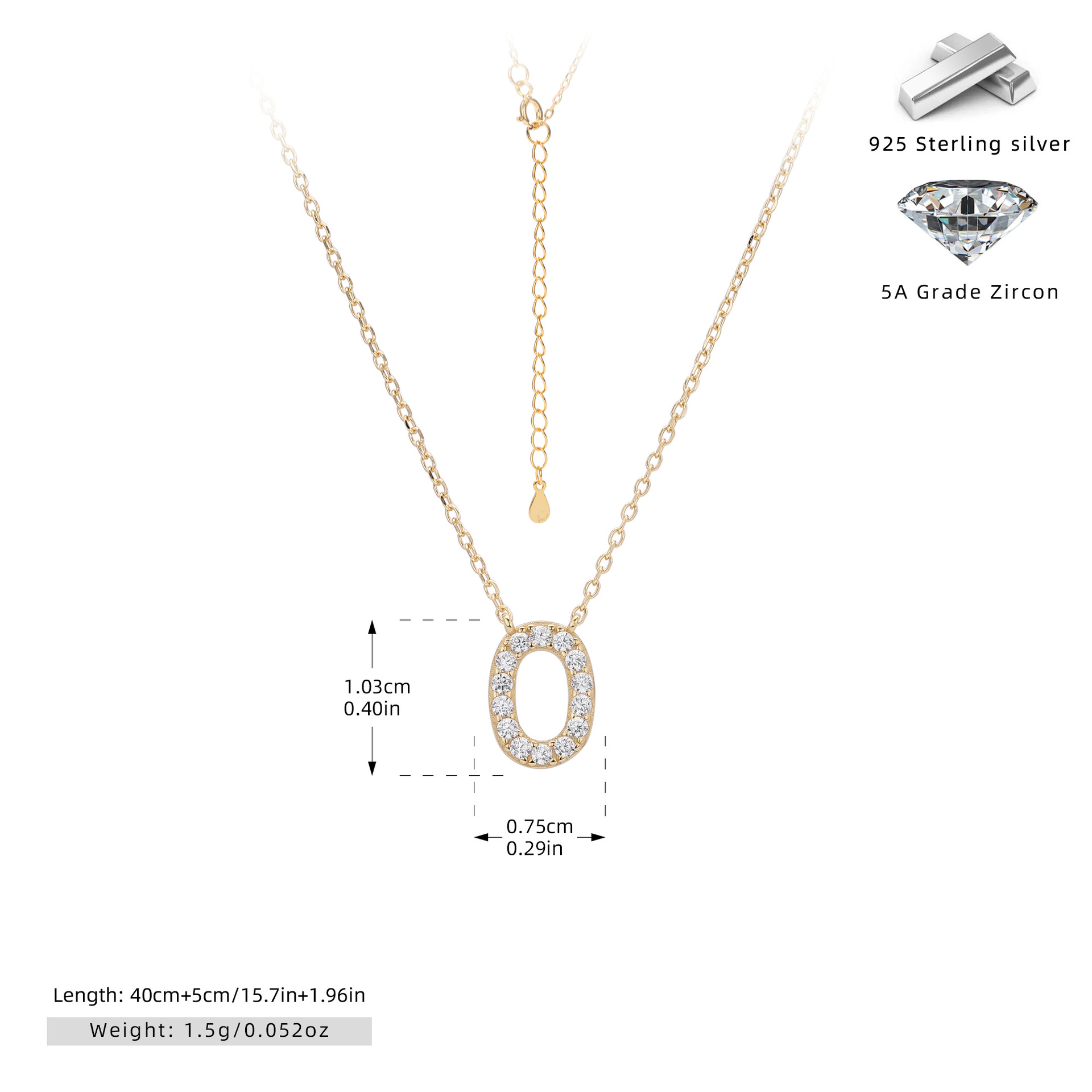 925 Silver Gold Plated-O