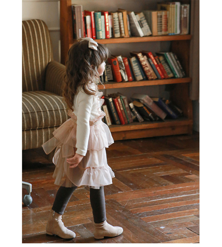 杏粉蓬蓬紗裙褲_01