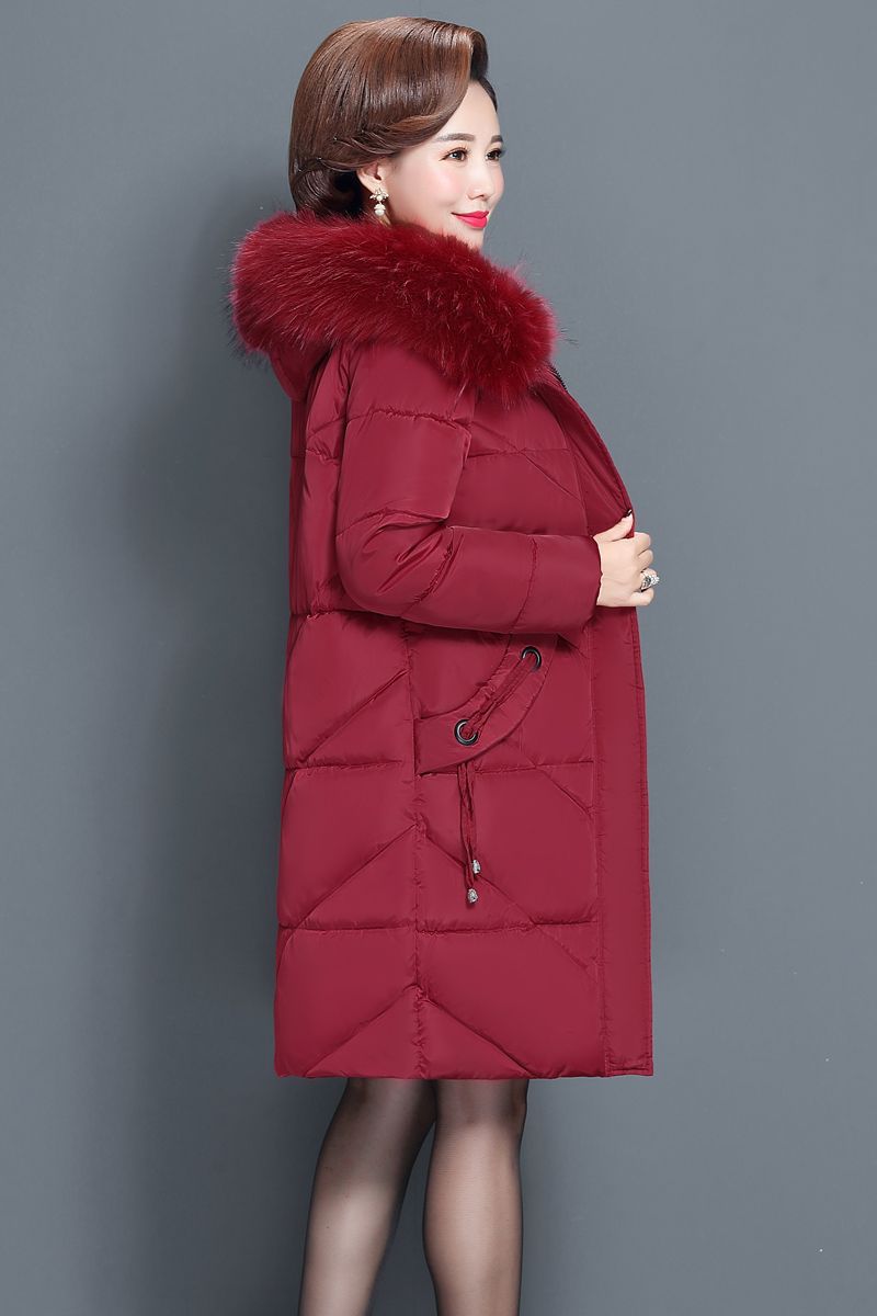 中老年冬装棉衣女中长款妈妈装羽绒棉服200斤加大码中年棉袄外套