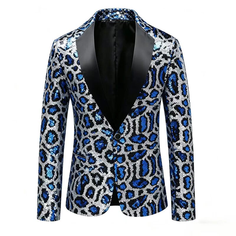 Leopard Print Sequin Suit 2026 Performance Outfit Men's Sequin Stage Outfit Performance Clothing Leopard Print Jacket Trendy Brand Singer