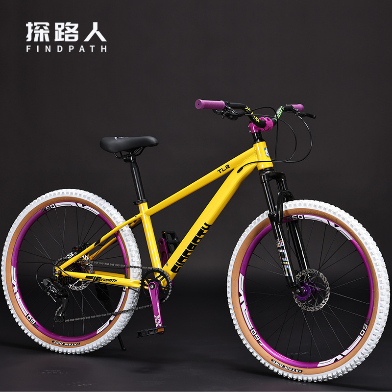 Pathfinder Am Dirt Hill Mountain Bike Variable Speed Disc Brake White Tire 180-Click Hub 26inch Off-Road Student Bicycle