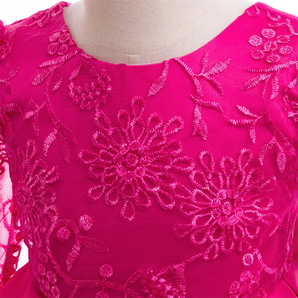 Europa y América vestidos de niños huecos mangas largas pastel vestido de fiesta infantil vestido de boda vestido de flores