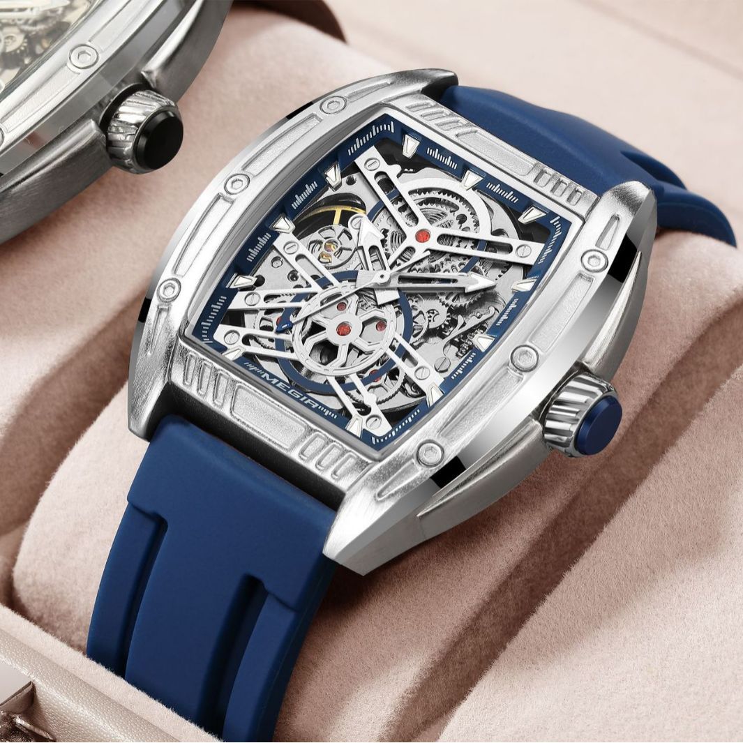 Megir Men's Mechanical Watch Silicone Strap Waterproof Night Glow_voghion.com