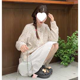 时尚复古软糯水貂绒针织开衫女2026秋冬宽松慵懒风毛衣外套感上衣