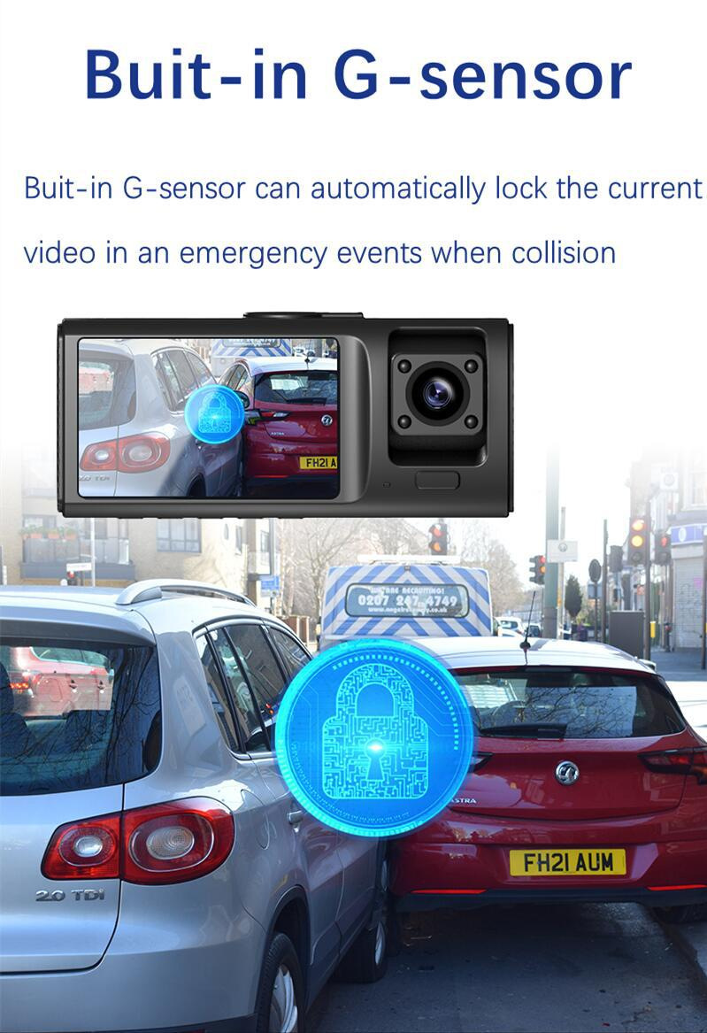 Cross-border new V20 three-record driving recorder 1080p night vision three-lens WIFI recorder reversing visual