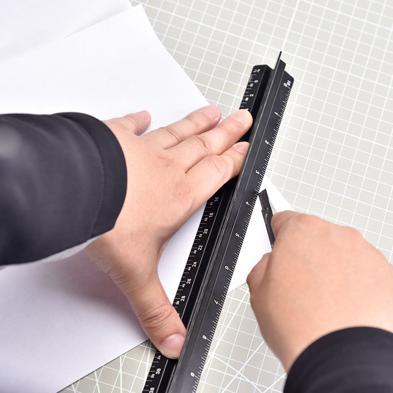 Regla de dibujo Mitsubishi a escala anti-corte personalizada, escala triangular, herramienta de medición de dibujo de diseño interior