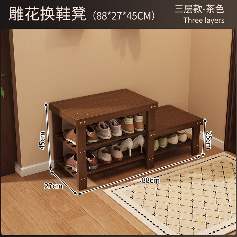 Zapatero integrado con banco para cambiar zapatos para uso doméstico en la entrada del pasillo, se puede usar para sentarse, banco de almacenamiento de zapatos de varias capas simple para apartamentos de alquiler. image 39