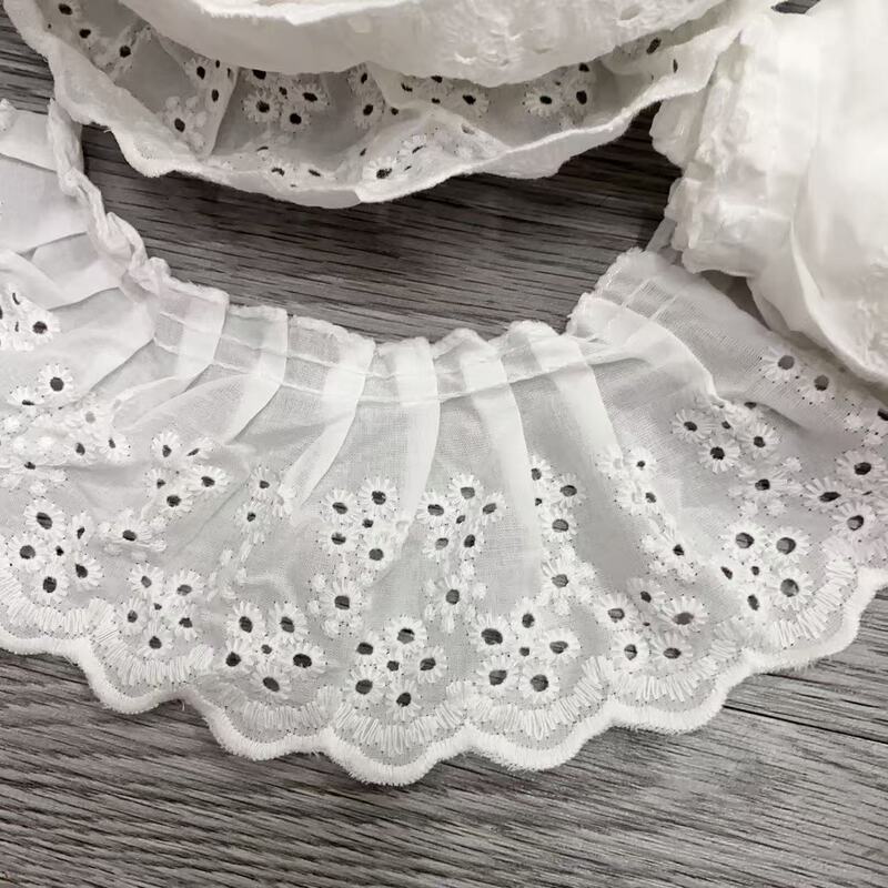 9 センチメートル白綿刺繍レース diy 手作り衣類アクセサリースカートカーテン寝具純綿刺繍生地ワイド|undefined