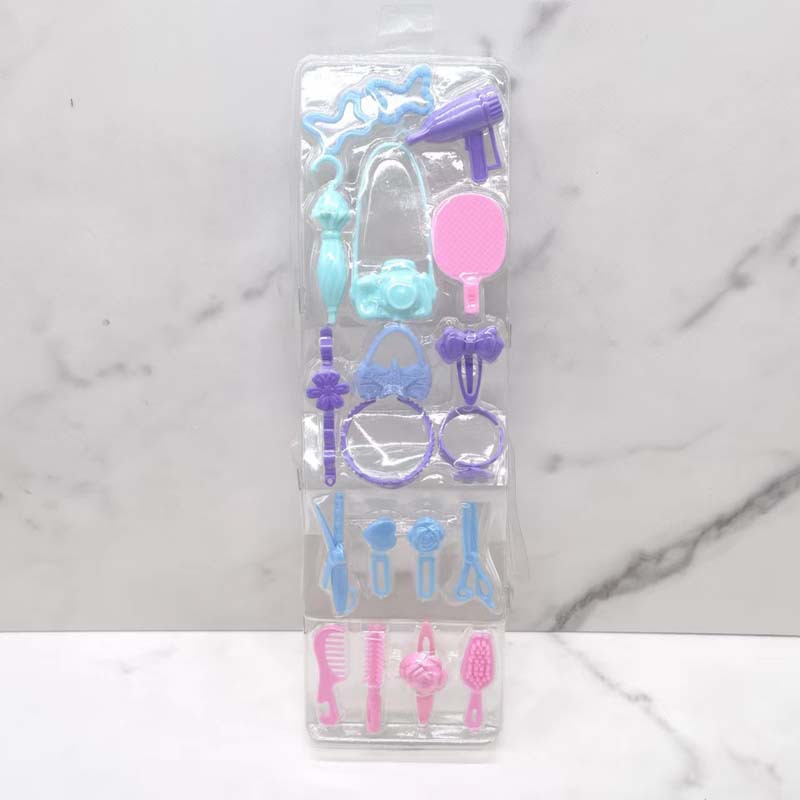 Barbie Doll Toy Accessories Bag Jewelry Crown Hairpin Set Gift Box Change Accessories 18-piece Set