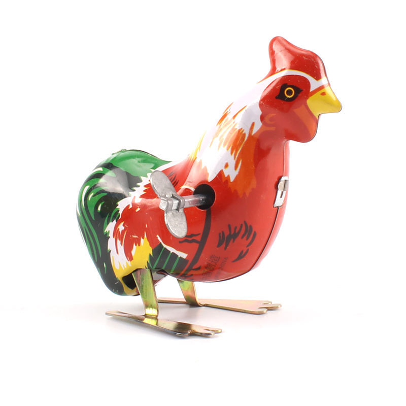 Gallo Catena Orologio Saltellante Pollo Anni '80 Ferro Nostalgico Giocattolo Mercato Notturno_voghion.com