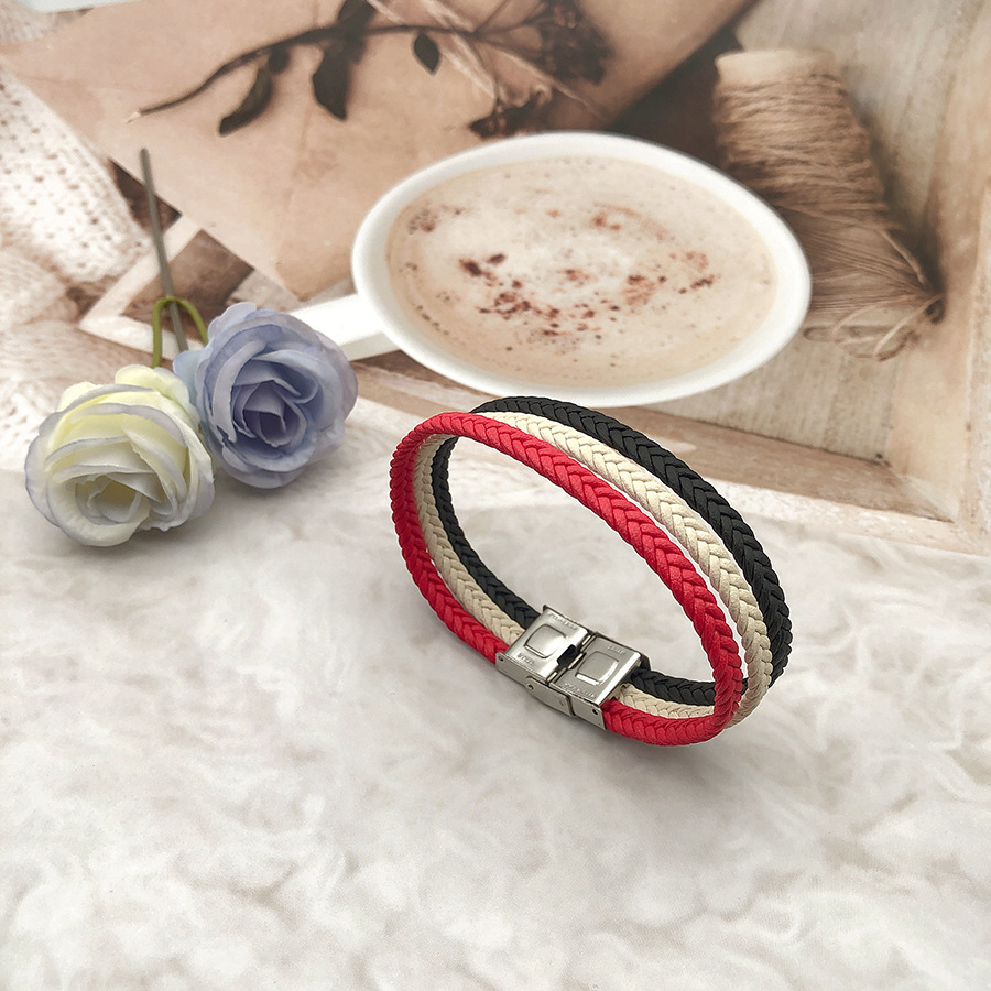 ethnic fashionable red rope bracelet stainless steel
