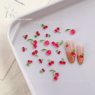 Summer Cartoon Nail Art Accessories Internet Celebrity Mini Cherry Ice Transparent Fruit Red Resin Diamond DIY Nail Decoration