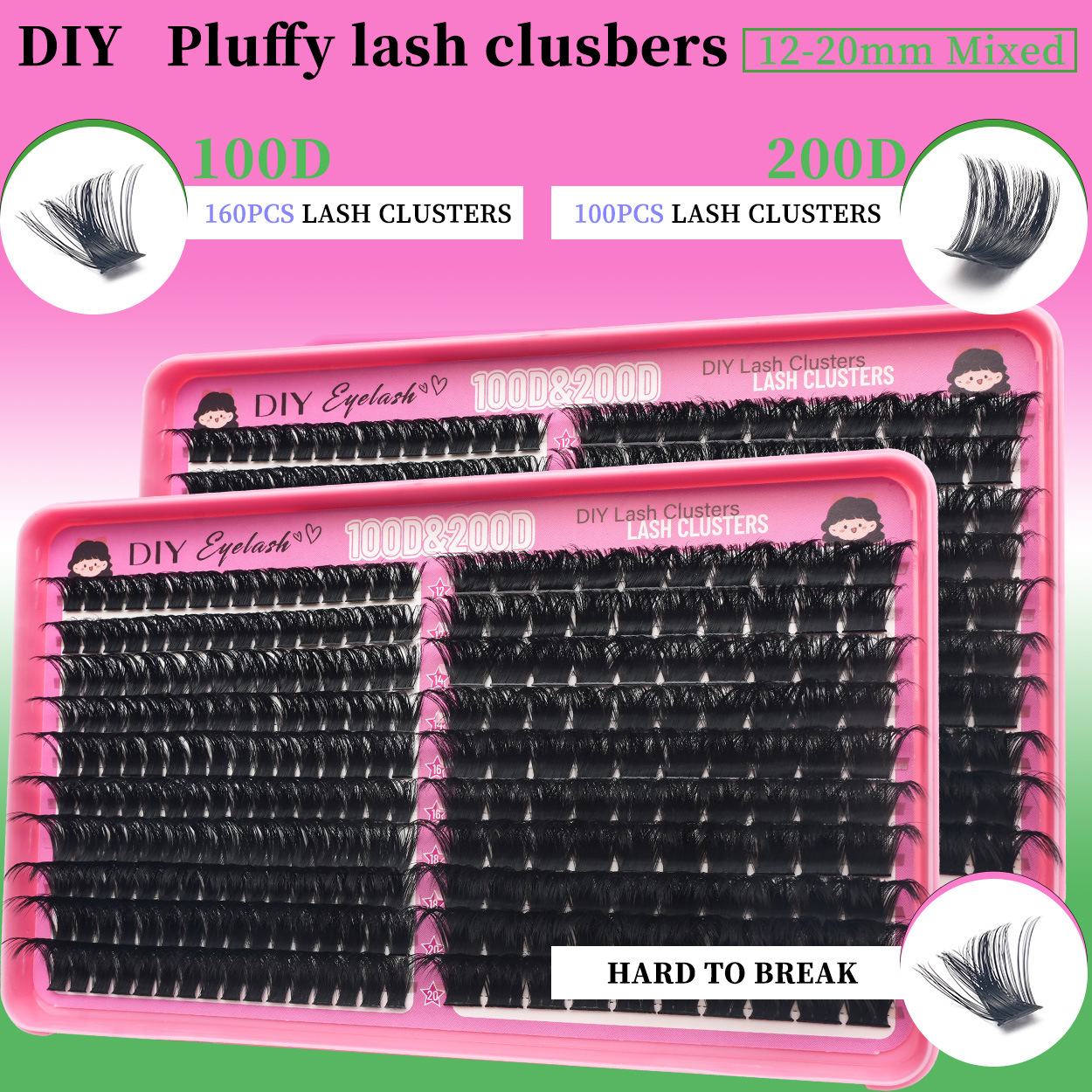 100D + 200D parillas falsas de alta imitación de pelo suave transfronterizo DIY Amazonas comercio exterior europeo y americano parillas segmentación 12 - 20mm