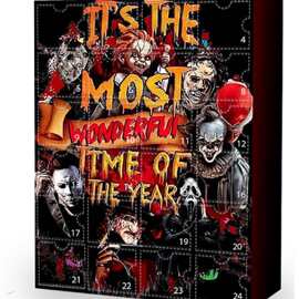 跨境货源盲盒万圣节恐怖电影鬼娃机械小人骷髅小丑24天倒计时盲盒