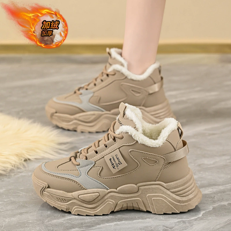 Плюс бархатная обувь папы женская 2024 зима новая корейская теплая спортивная обувь усиленная хлопковая обувь K819-5