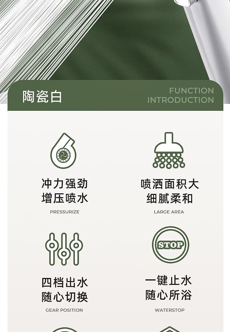 Pressurized showerhead, household super pressurized shower, bath and bathroom showerhead set Amazon [Manufacturer] Application Scenario