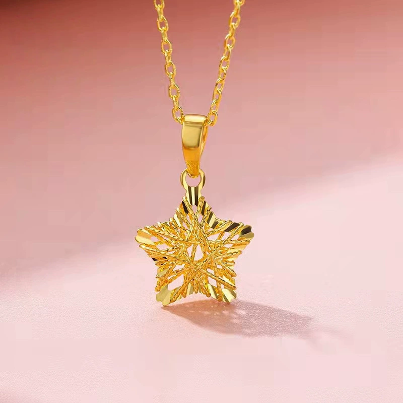 Женское ожерелье с подвеской в форме звезды и луны в стиле «Маленькой красной книжки», позолоченная латунная цепочка на ключицу с подвеской в виде глубокого сердца.