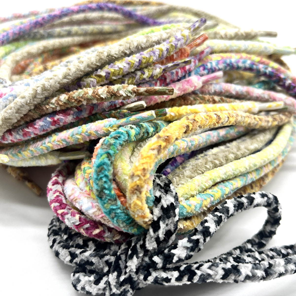5mm color mixto Chenille sólido graso hombre y mujer zapatos de pan casuales zapatos de papá de color otoño y invierno cordones redondos