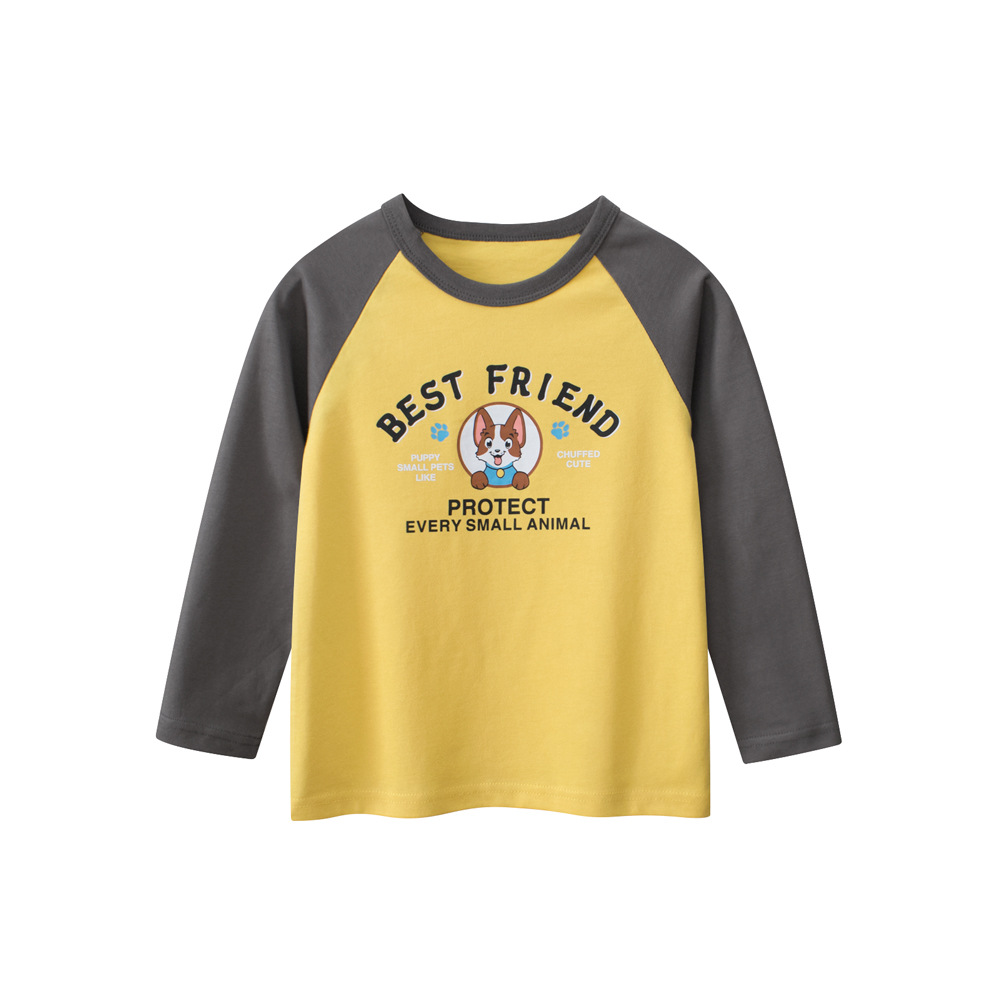 27kids ropa para niños transfronterizos raglán para niños camiseta de manga larga de dibujos animados temporada coreana nueva ropa para bebés camisa de fondo algodón