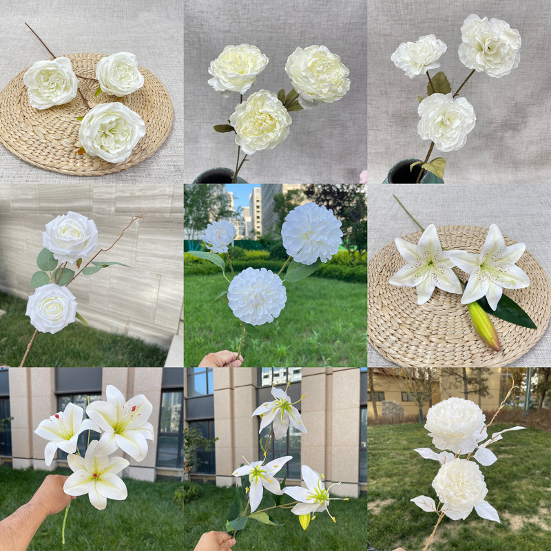 White simulation flower high series wedding wedding hall hotel decoration fake flowers wholesale