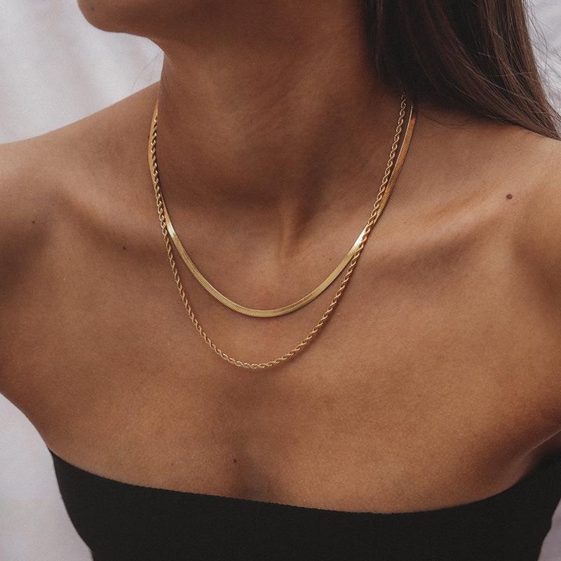 Fashion Geometric Titanium Steel Gold Plated Gold Plated Layered Necklaces display picture 6