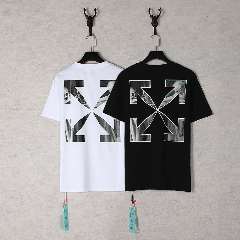 Cross-Border In-Stock Off White Ow Summer Character Print Series Oversized Unisex Short-Sleeve T-Shirt Cross-Border In-Stock Off White Ow Summer Character Print Series Oversized Unisex Short-Sleeve T-Shirt