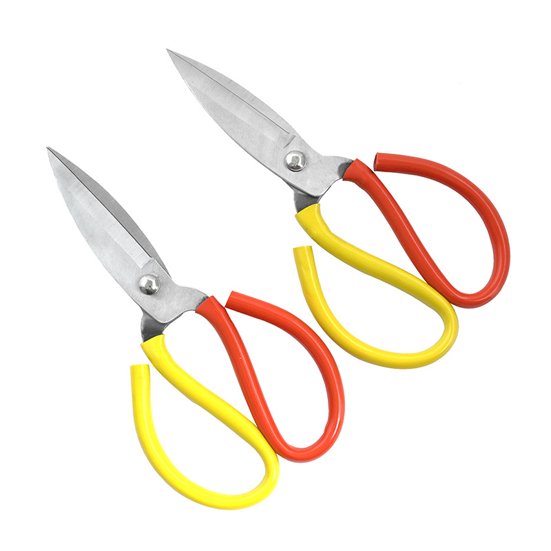 (2개) 산업 등급 전기 도금 큰 머리 가위 가정용 가위 민간 가죽 가위 재단사 가위 스테인레스 스틸 직선 곡선 가위