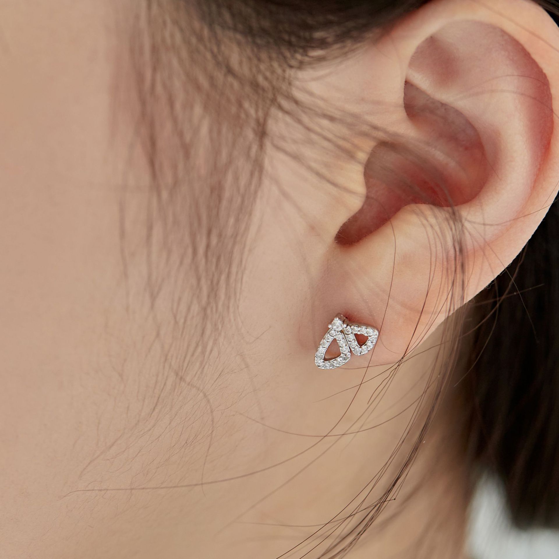 Sweet Butterfly Sterling Silver Plating Zircon Ear Studs 1 Pair