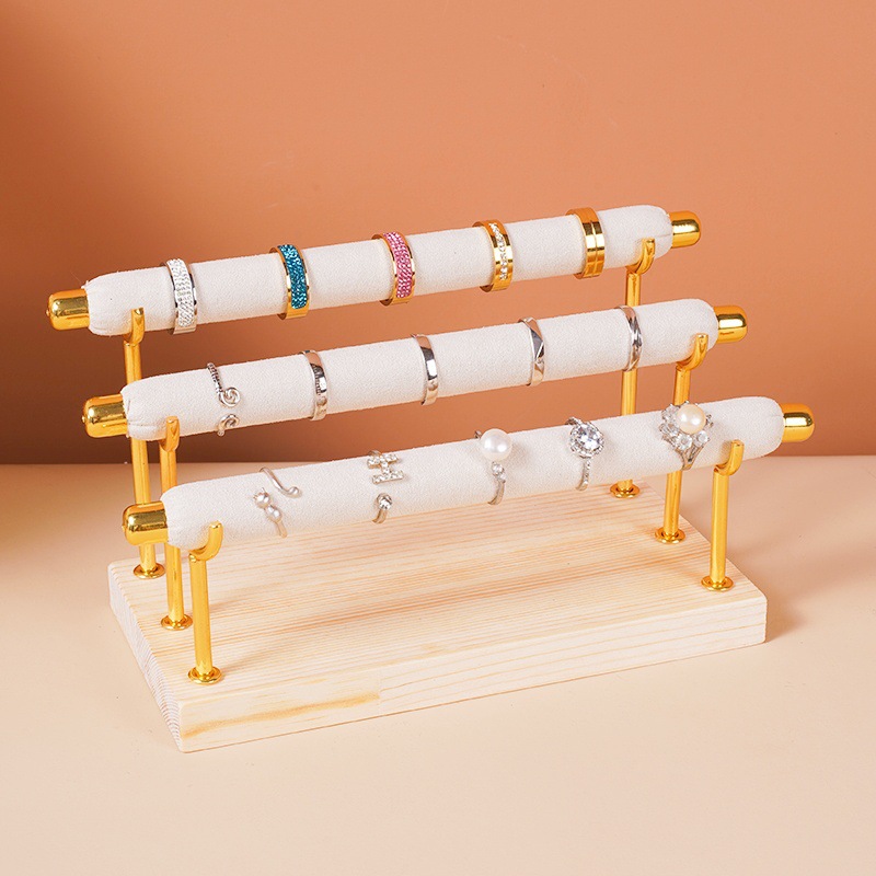 Solid Wood Ring Display Rack Light Luxury Style Jewelry Rack Ring Stepped Display Rack Jewelry Night Market Stall Props