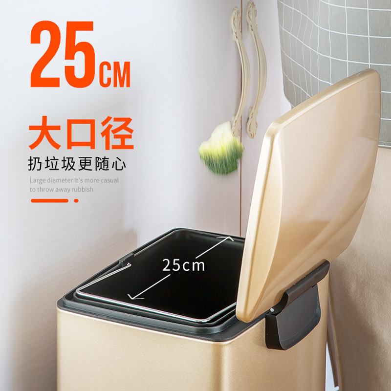 Stainless Steel Office Trash Can, Large Size for Home Use, Nordic Style with Lid, Foot-Operated, Indoor Commercial Use, 30L, Dropshipping
