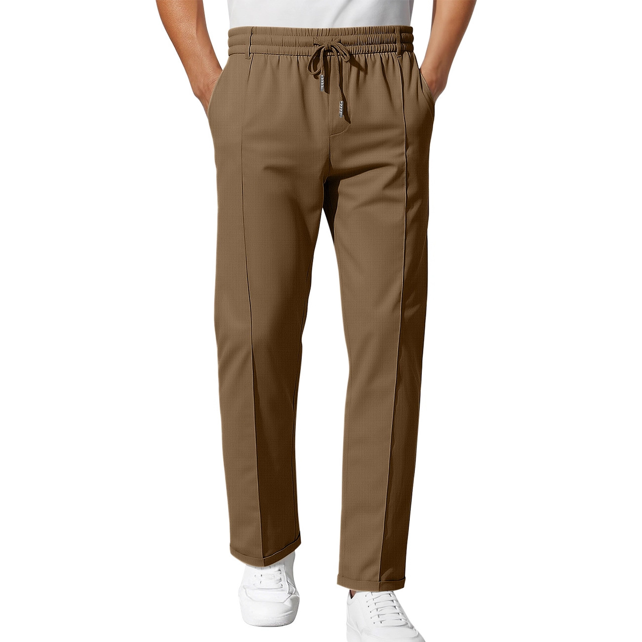 Comercio exterior transfronterizo Amazon primavera y otoño estilo americano de color sólido casual simple hombre de negocios delgado pie pequeño pantalón hombre