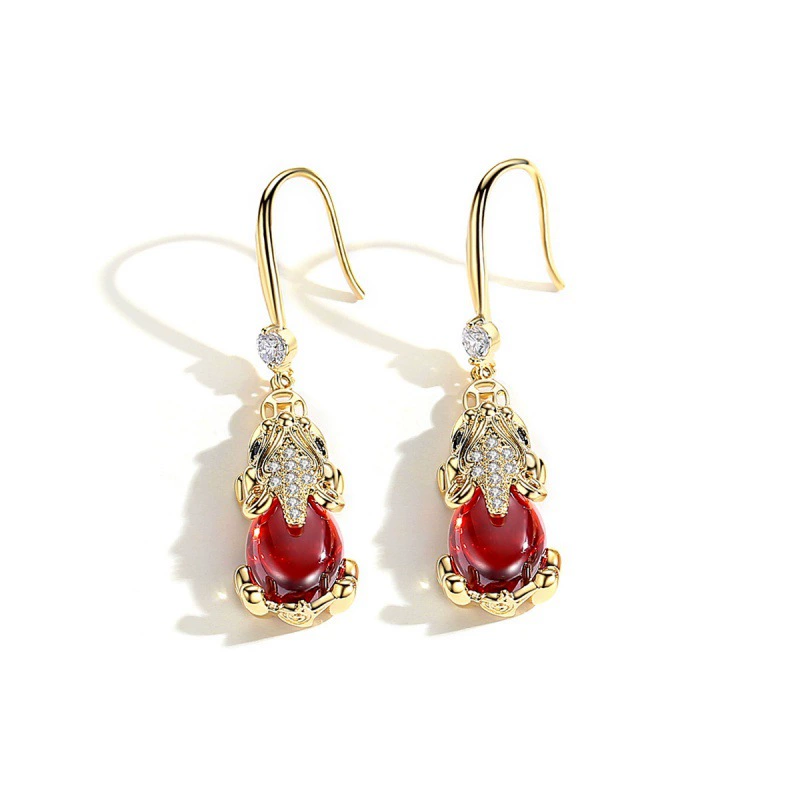 Copper retro ethnic small design earrings, Chinese style, ethnic style, 2022 collection