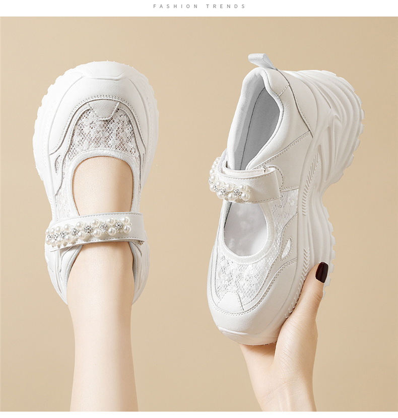 Giày sneaker nữ chunky đế dày da lưới thoáng khí đính đá khóa dán mùa hè 2025 — JST 7209 Trắng, JST 7209 Bạch Lan, JST 7192m màu, JST 7192 màu đen chi tiết 6