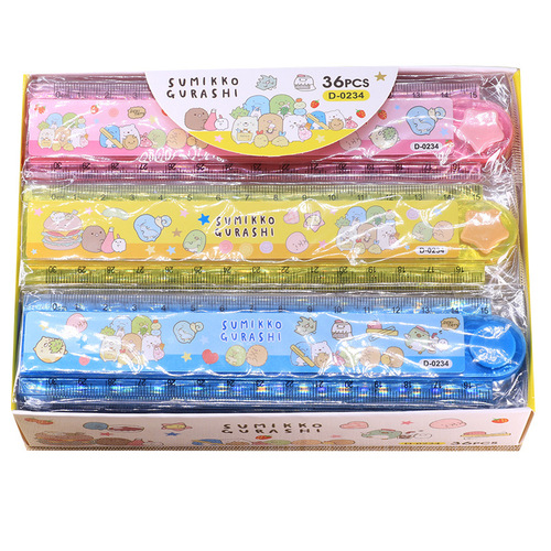 Cartoon stationery corner creatures 30CM wave ruler student measuring ruler scale ruler children's learning prize