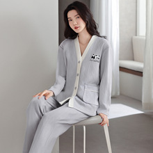 空气棉夹层女士睡衣2025新款秋冬季纯棉加厚长袖可外穿家居服套装