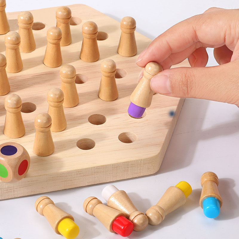 Juguete de entrenamiento de concentración para niños, rompecabezas, regalo de cumpleaños, interacción entre padres e hijos, juego de mesa de escritorio, ajedrez de madera con memoria