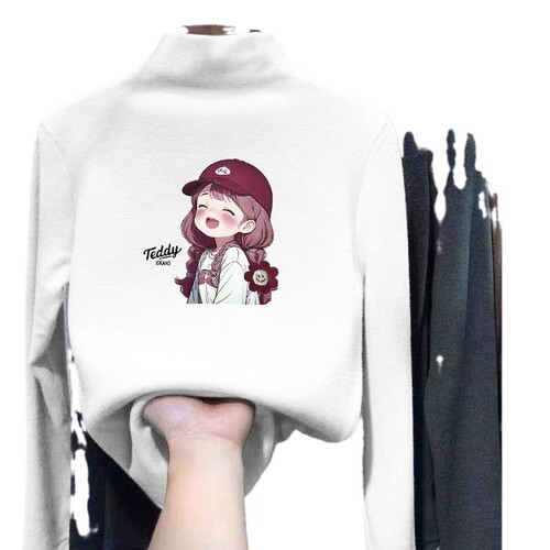 Children's velvet long-sleeved bottomed shirt spring and autumn new product printed Western-style casual t-shirt for girls and babies all-match top T-shirt trend