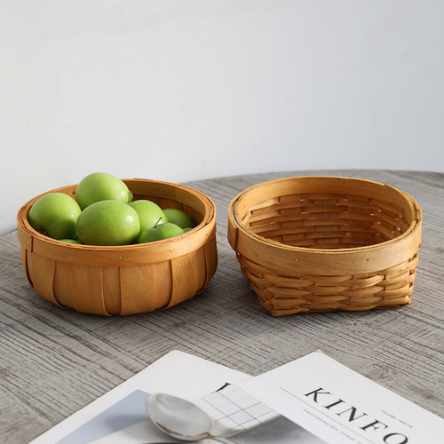 Dormitory key storage box desktop remote control basket woven literary dry fruit snack basket small fruit plate