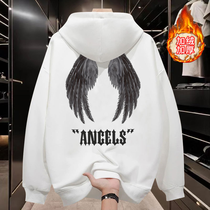 [후리스 스타일] 후드가 달린 중국산 면 화이트