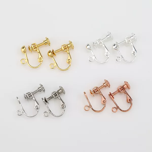 Factory wholesale screw ear clip diy no ear hole earring accessories French screw clip adjustable elastic