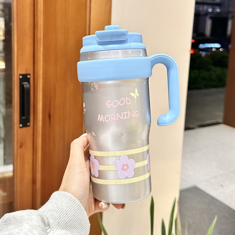 316 ステンレス鋼魔法瓶カップコーヒーカップ水カップストローカップ大容量アイスカップ女の子のための高価値女性カップ|undefined