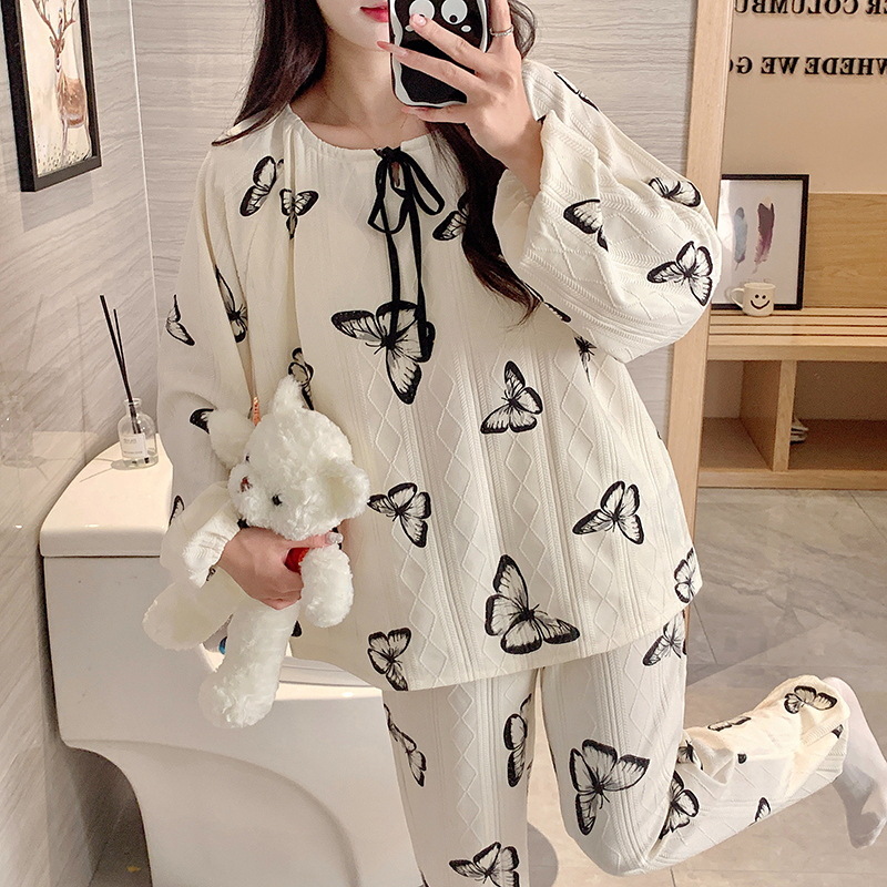 2025睡衣女春秋季可外穿女款带胸垫甜美可爱学生家居服仙女风套装