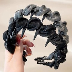 气质小香风珠光纱发箍女2025新款外出百搭高级感压发头箍防滑带齿