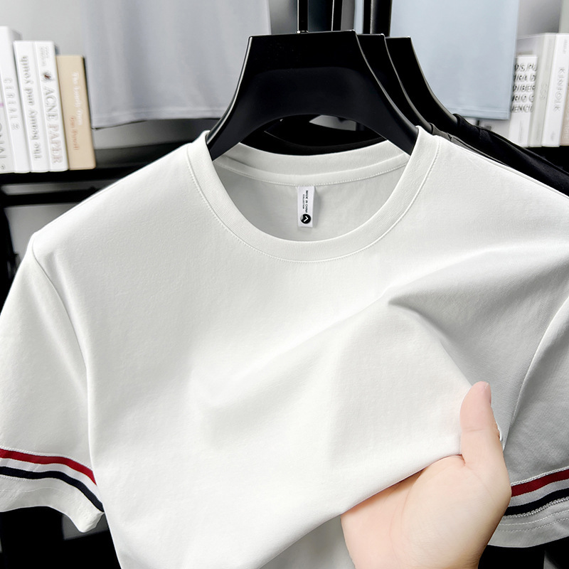 Tb Tommy Style Heavyweight 230g Pure Color Round Neck Short-Sleeved T-Shirt for Men Summer New Casual Simple Versatile T-Shirt for Men