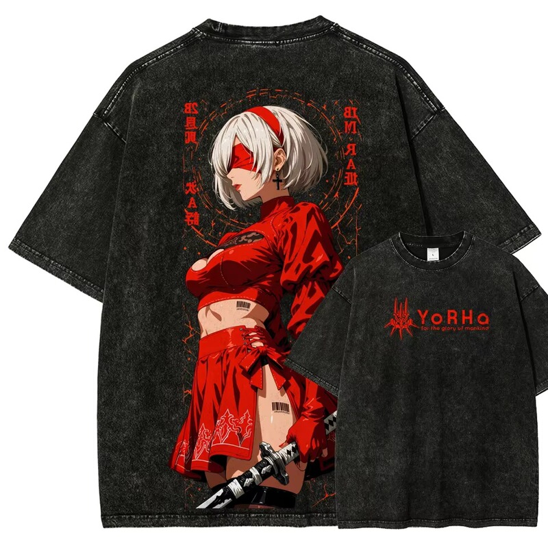 Nier Washed t Shirt New Model Anime Lover T-Shirt Oversized