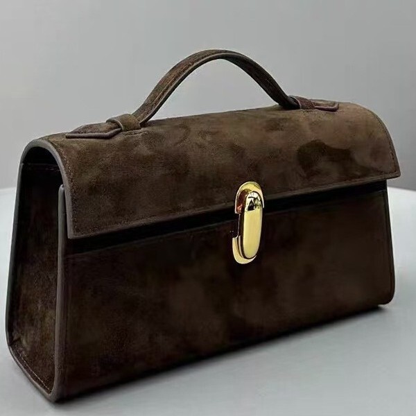 French-Style Minimalist Cowhide Crossbody Bag, New Small St Handbag, Suede Hand-Held Small Square Bag, Wholesale from Manufacturer