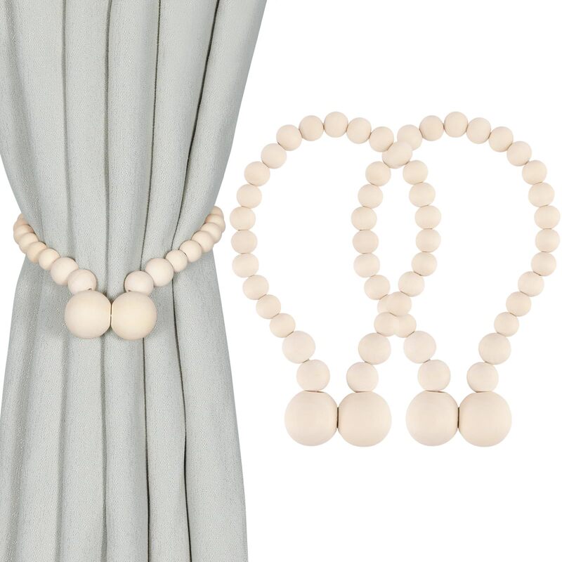 Wooden Beaded Curtain Tieback for Bedroom Elegant Bohemian Room Decoration Nursery Office Farmhouse Decor Wooden Beaded Curtain Tieback for Bedroom Elegant Bohemian Room Decoration Nursery Office Farmhouse Decor