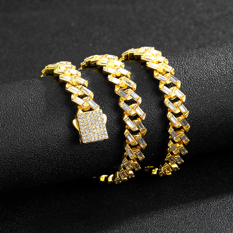 Cuban Chain Necklace With Full Diamond Stones Hip Hop Style_voghion.com