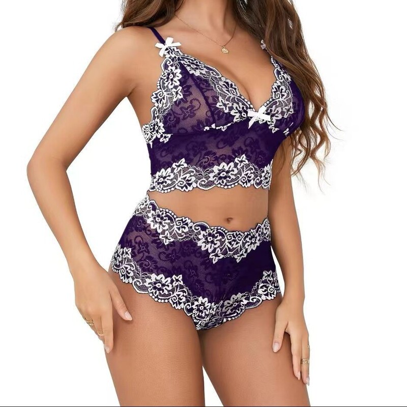 Aliexpress Amazon Cross-Border New Style Bra Set Women's Floral Lace Bra